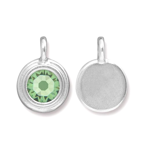 Charms & Solderable Accents Silver Plated Crystal Peridot Charm-August (Peridot)